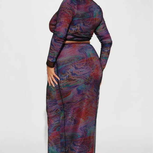 Multicolor Patterned Women's Skirt Set - Picture 3 of 8